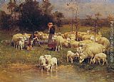 Luigi Chialiva Guarding the Flock painting